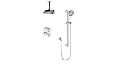 Vogt Zehn 2-Way Thermostatic Shower System Trim with 6" Ceiling Arm in Polished Chrome – TM.Z4.220.216.CC