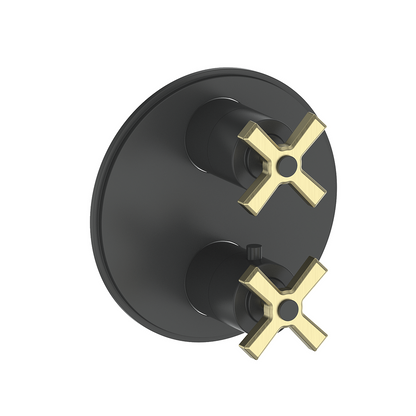 Vogt Zehn Trim for 2-Way Thermostatic Valve, 4-Spoke Handle - Brushed Gold / Matte Black (TM.Z4.220.BGB)