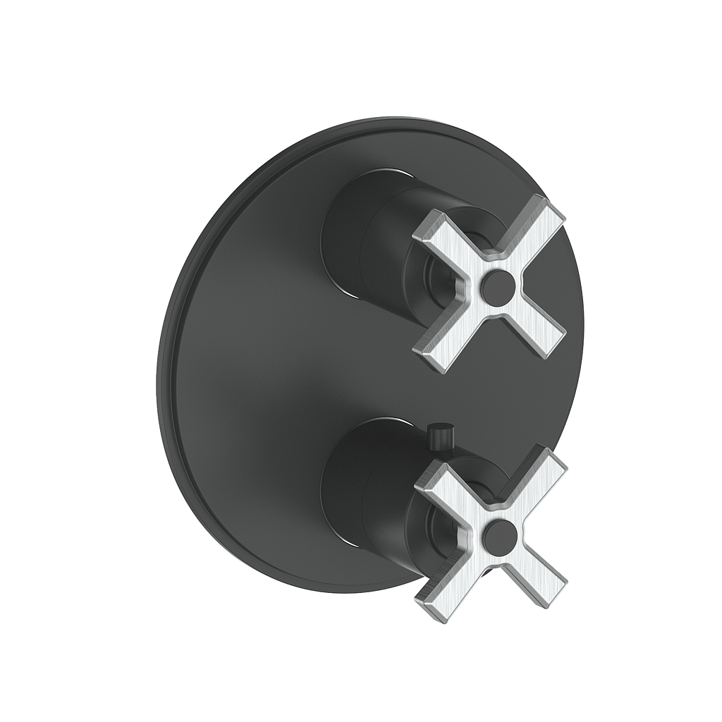 Vogt Zehn Trim for 2-Way Thermostatic Valve, 4-Spoke Handle - Stainless Steel / Matte Black (TM.Z4.220.SB)