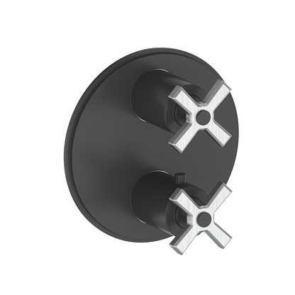 Vogt Zehn Trim for 2-Way Thermostatic Valve, 4-Spoke Handle - Stainless Steel / Matte Black (TM.Z4.220.SB)