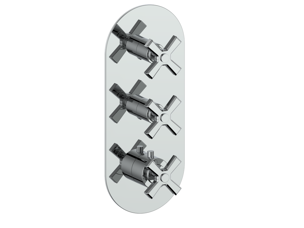 Vogt Zehn Trim for 3/4" High-Flow Thermostatic Valve with 2 Stops, 4-Spoke Handle - Polished Chrome (TM.Z4.250.CC)