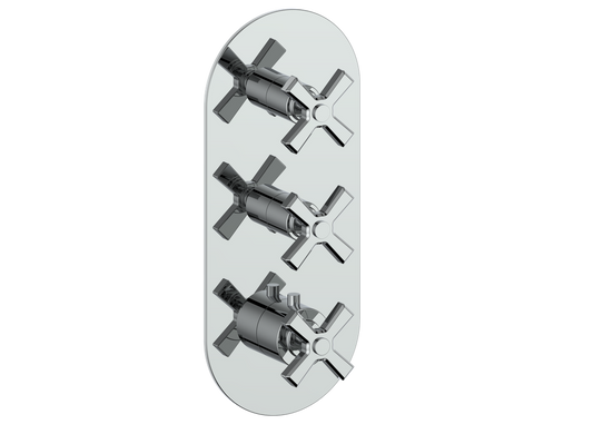 Vogt Zehn Trim for 3/4" High-Flow Thermostatic Valve with 2 Stops, 4-Spoke Handle - Polished Chrome (TM.Z4.250.CC)