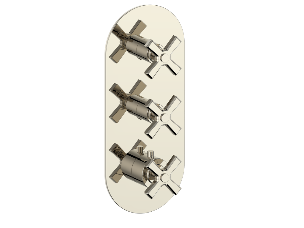 Vogt Zehn Trim for 3/4" High-Flow Thermostatic Valve with 2 Stops, 4-Spoke Handle - Polished Nickel (TM.Z4.250.PN)