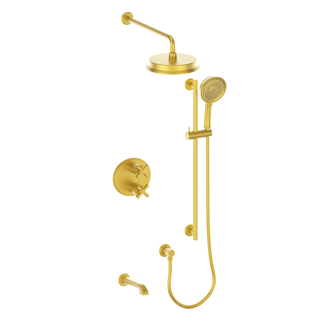 Vogt Zehn Trim for 3-Way Thermostatic Shower System, 4-Spoke Handle - Brushed Gold (TM.Z4.320.310.BG)
