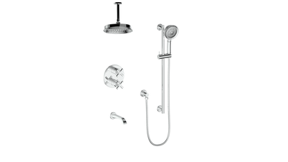 Vogt Zehn Trim for 3-Way Thermostatic Shower System with 6" Ceiling Arm, 4-Spoke Handle - Polished Chrome (TM.Z4.320.316.CC)