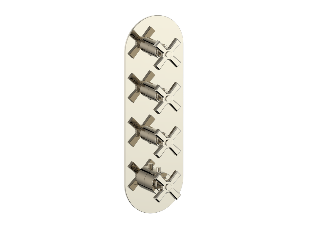 Vogt Zehn Trim for 3/4" High-Flow Thermostatic Valve with 3 Stops, 4-Spoke Handle - Polished Nickel (TM.Z4.350.PN)