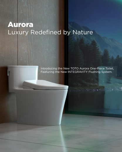TOTO NEW Aurora One-Piece Toilet - 1.28 GPF Universal Height Slim Seat, Washlet+ Connection