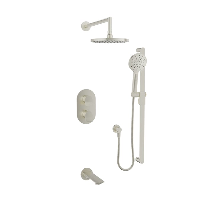 Baril Profile B46 Thermostatic Pressure-Balanced Tub & Shower Kit Trim, Wall-Mounted - Brushed Nickel