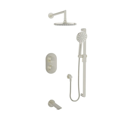 Baril Profile B46 Thermostatic Pressure-Balanced Tub & Shower Kit Trim, Wall-Mounted - Brushed Nickel