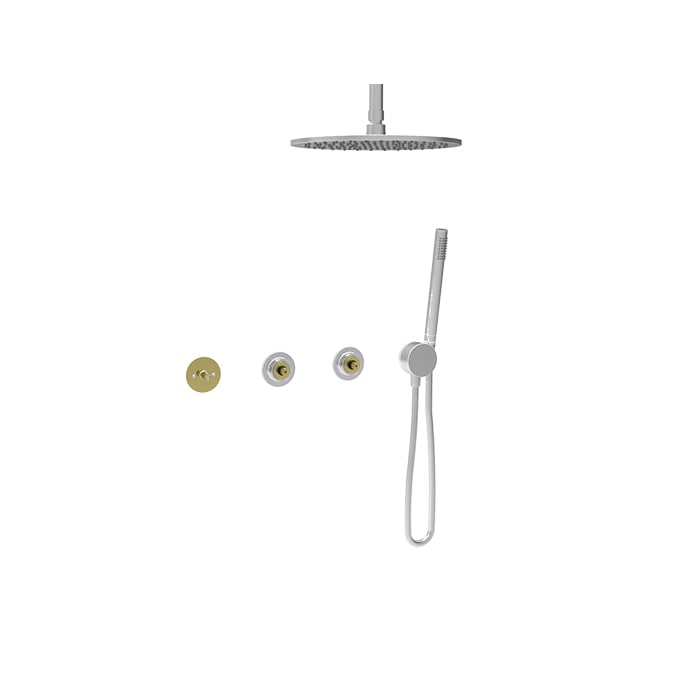 Baril Air B80 Thermostatic Shower Trim Kit, Ceiling Head & Hand Shower - TRR-3301-80 - Polished Chrome