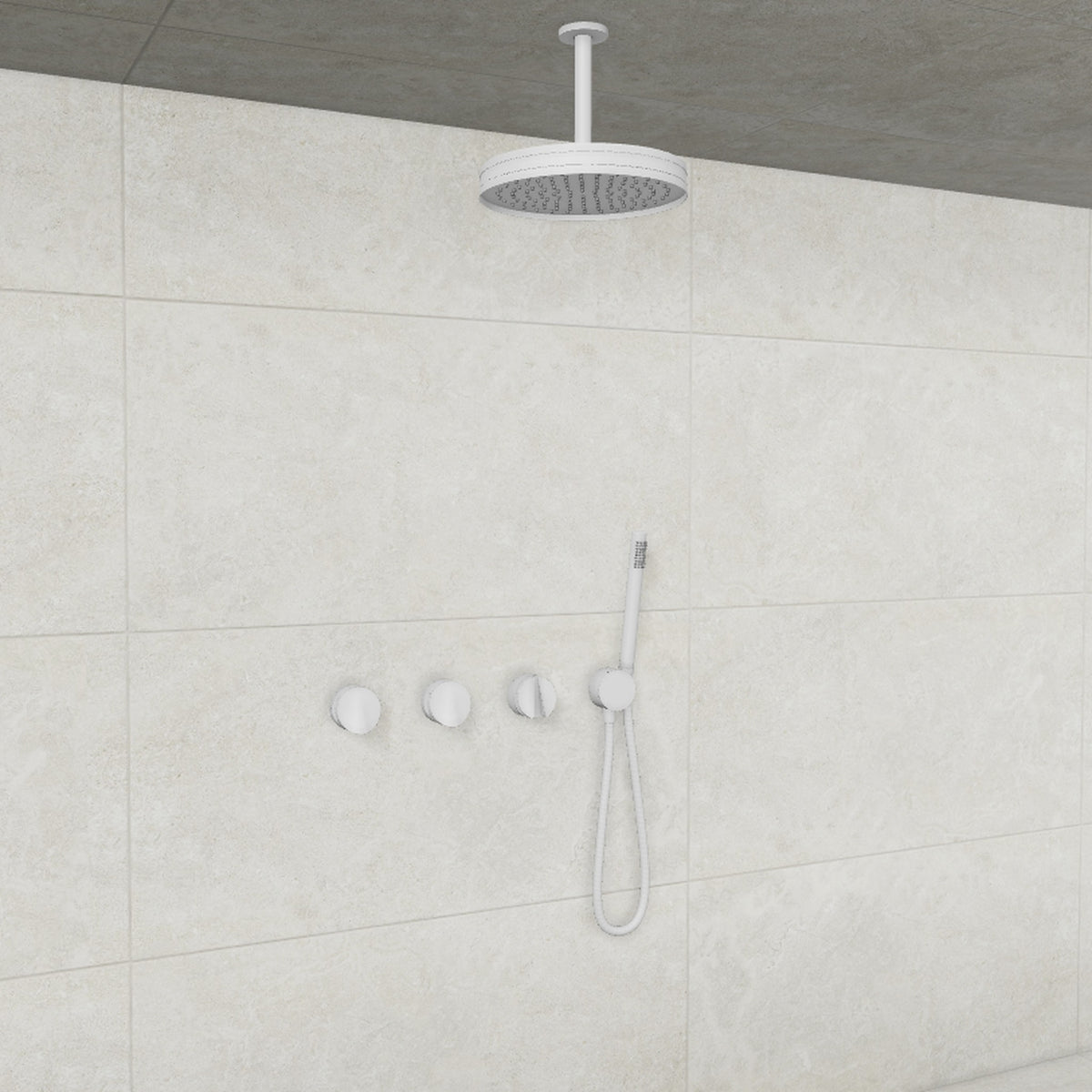 Baril Flora B47 ceiling-mount thermostatic shower system in White — TRR-3302-47