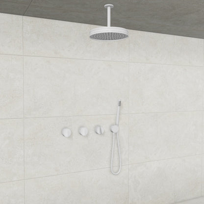 Baril Flora B47 ceiling-mount thermostatic shower system in White — TRR-3302-47