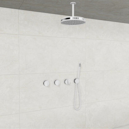 Baril Flora B47 ceiling-mount thermostatic shower system in White with Chrome accents — TRR-3302-47
