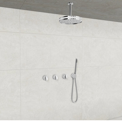 Baril Flora B47 ceiling-mount thermostatic shower system in Chrome with White accents — TRR-3302-47