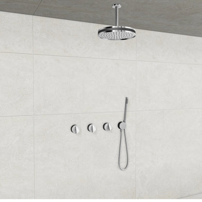 Baril Flora B47 ceiling-mount thermostatic shower system in Chrome with Matte Black accents — TRR-3302-47