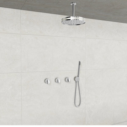 Baril Flora B47 ceiling-mount thermostatic shower system in Chrome with Brushed Nickel accents — TRR-3302-47