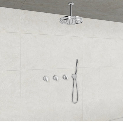 Baril Flora B47 ceiling-mount thermostatic shower system in Chrome with Marble accents — TRR-3302-47
