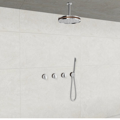 Baril Flora B47 ceiling-mount thermostatic shower system in Chrome with Venetian Bronze accents — TRR-3302-47