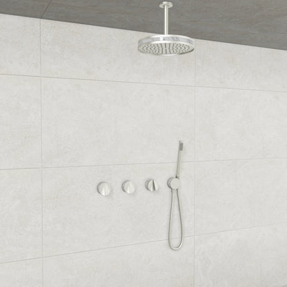 Baril Flora B47 ceiling-mount thermostatic shower system in Brushed Nickel with Marble accents — TRR-3302-47