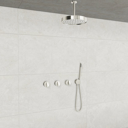Baril Flora B47 ceiling-mount thermostatic shower system in Polished Nickel with Polished Nickel accents — TRR-3302-47