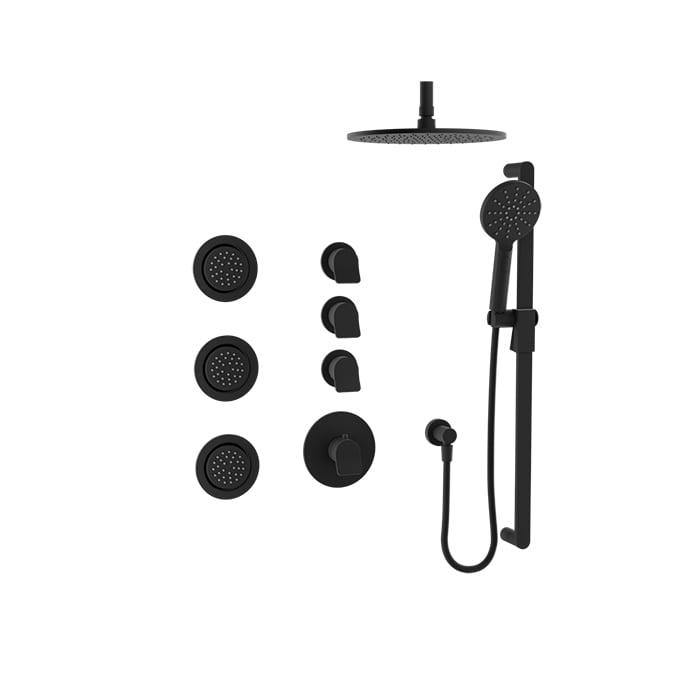 Baril Profile B46 Thermostatic Shower Kit Trim, Ceiling-Mounted - Matte Black