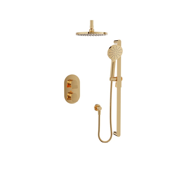 Baril Profile B46 Thermostatic Pressure-Balanced Shower Kit Trim, Ceiling-Mounted - Gold