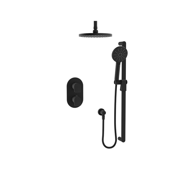 Baril Profile B46 Thermostatic Pressure-Balanced Shower Kit Trim, Ceiling-Mounted - Matte Black