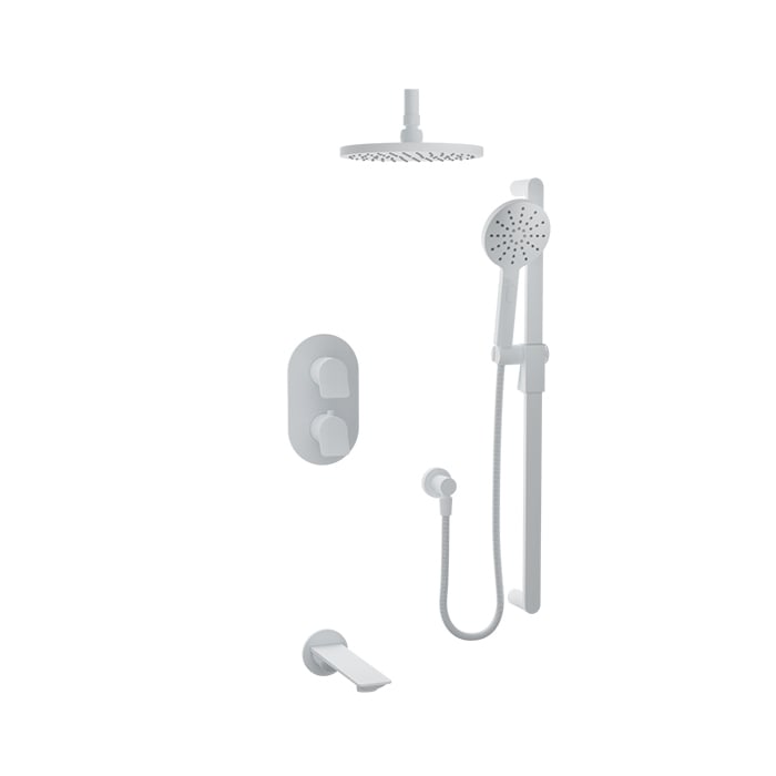 Baril Profile B46 Thermostatic Pressure-Balanced Tub & Shower Kit Trim, Ceiling-Mounted - White