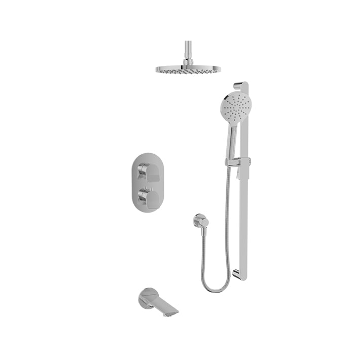 Baril Profile B46 Thermostatic Pressure-Balanced Tub & Shower Kit Trim, Ceiling-Mounted - Polished Chrome