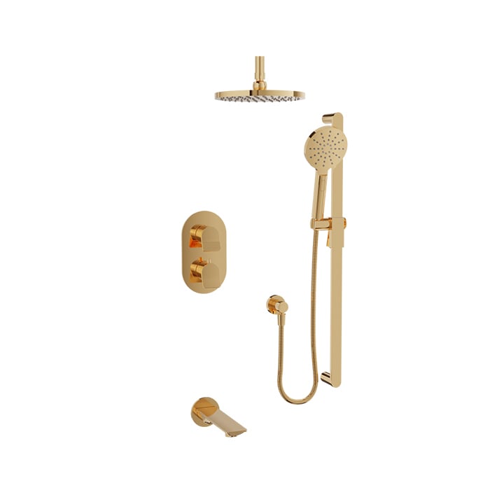 Baril Profile B46 Thermostatic Pressure-Balanced Tub & Shower Kit Trim, Ceiling-Mounted - Gold