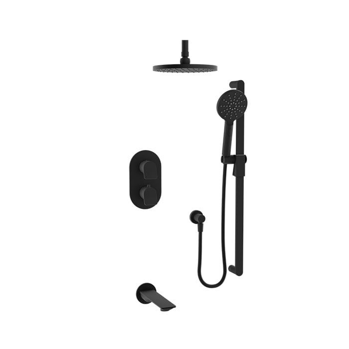Baril Profile B46 Thermostatic Pressure-Balanced Tub & Shower Kit Trim, Ceiling-Mounted - Matte Black