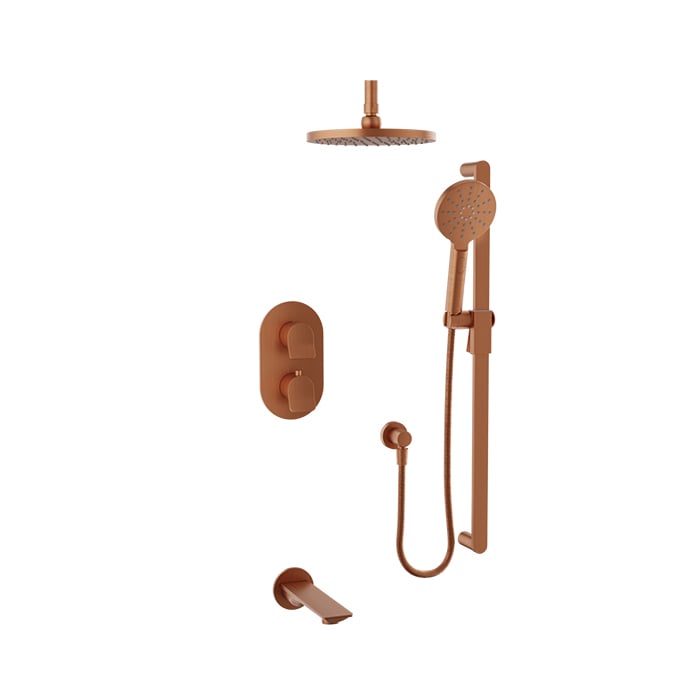 Baril Profile B46 Thermostatic Pressure-Balanced Tub & Shower Kit Trim, Ceiling-Mounted - Satin Copper