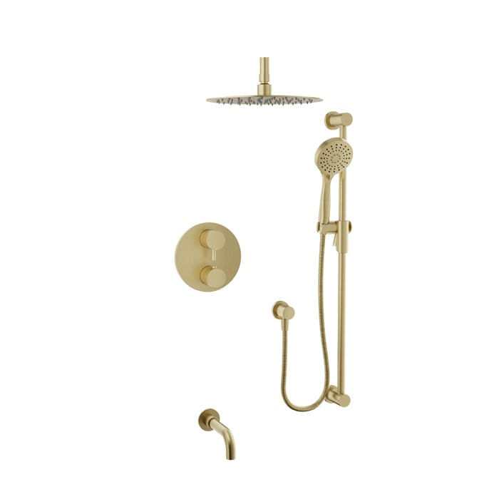 Baril Zip B66 Thermostatic Pressure-Balanced Tub & Shower Kit Trim - Satin Brass