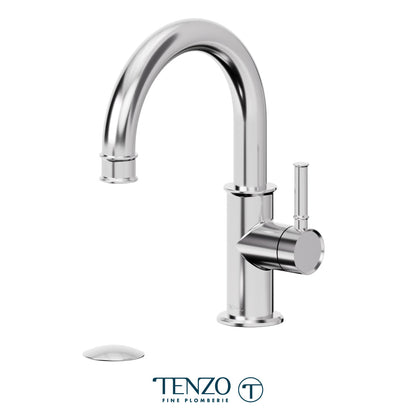 Tenzo Alyss Single Hole Lavatory Faucet, Drain without Overflow - ALY10-W - Polished Chrome