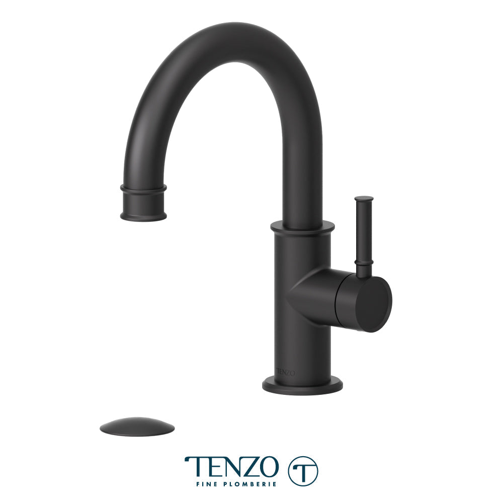 Tenzo Alyss Single Hole Lavatory Faucet, Drain without Overflow - ALY10-W - Matte Black