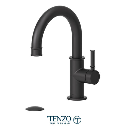 Tenzo Alyss Single Hole Lavatory Faucet, Drain without Overflow - ALY10-W - Matte Black