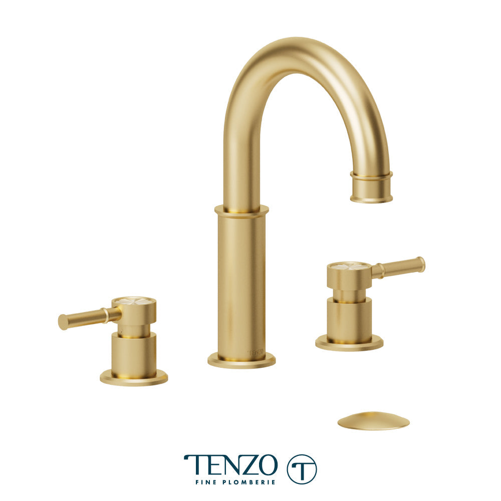 Tenzo Alyss 8 Inch Lavatory Faucet, Drain without Overflow - ALY13-W - Brushed Gold
