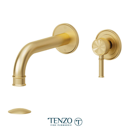 Tenzo Alyss Wall Mount Lavatory Faucet, Drain without Overflow - ALY14-W - Brushed Gold