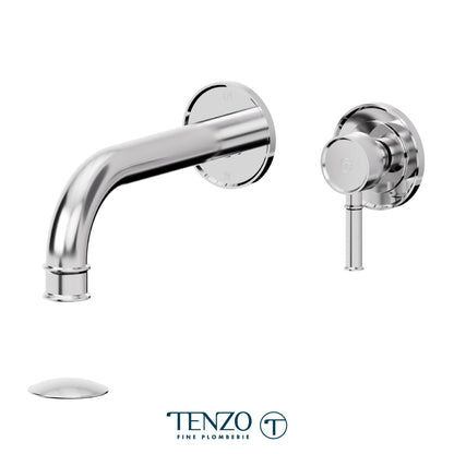 Tenzo Alyss Wall Mount Lavatory Faucet, Drain without Overflow - ALY14-W - Polished Chrome