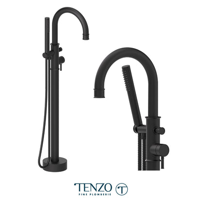 Tenzo Alyss Freestanding Tub Filler with Hand Shower - ALY52 - Matte Black