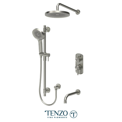 Tenzo Alyss ALYPB33-501145 3-function shower kit in brushed nickel