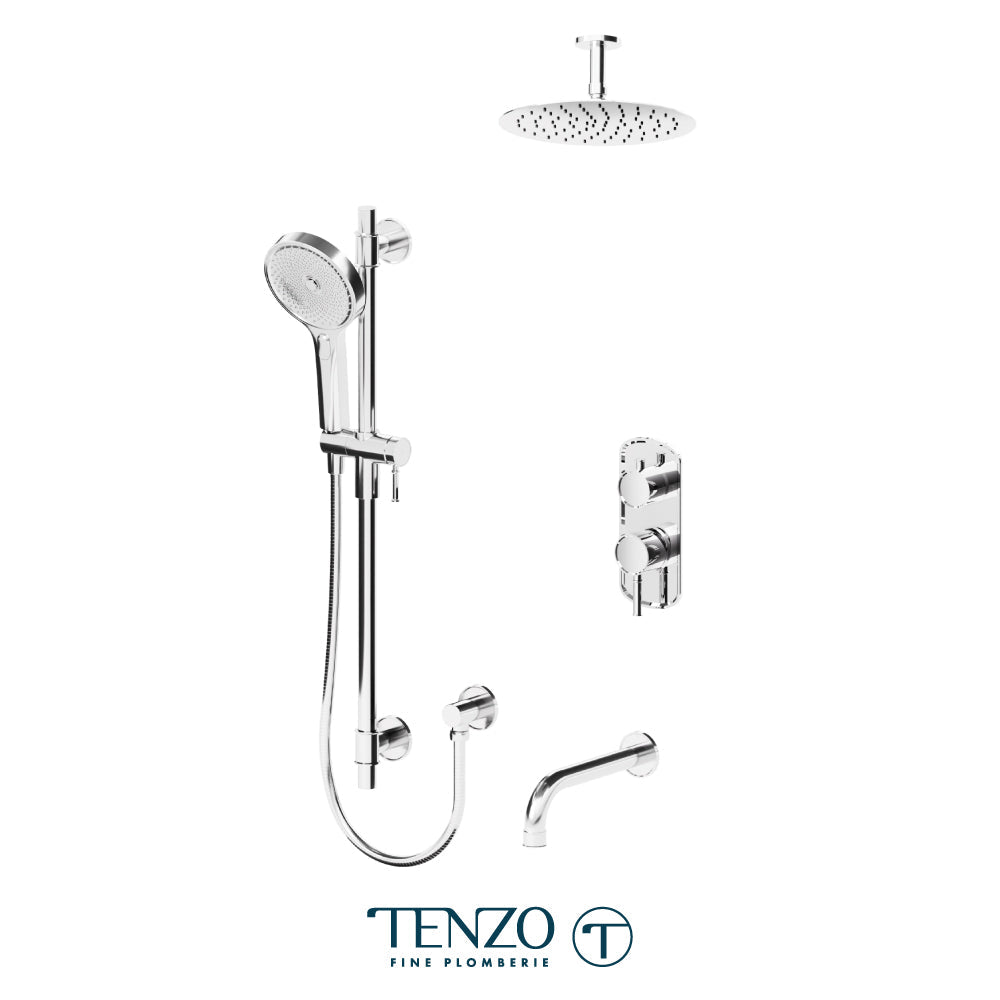 Tenzo Alyss ALYPB33-511315 3-function ceiling-arm shower kit in polished chrome