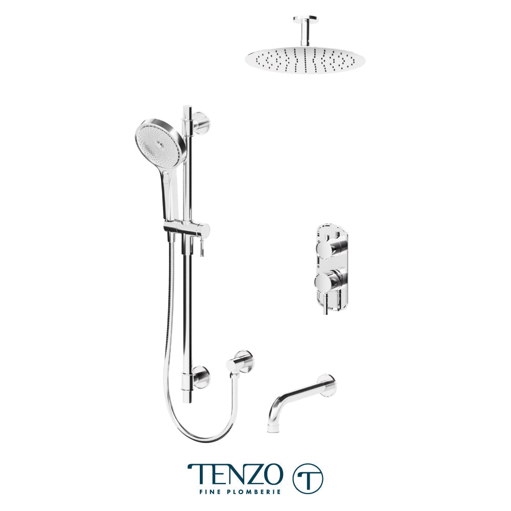 Tenzo Alyss ALYPB33-511325 3-function ceiling-arm shower kit in polished chrome