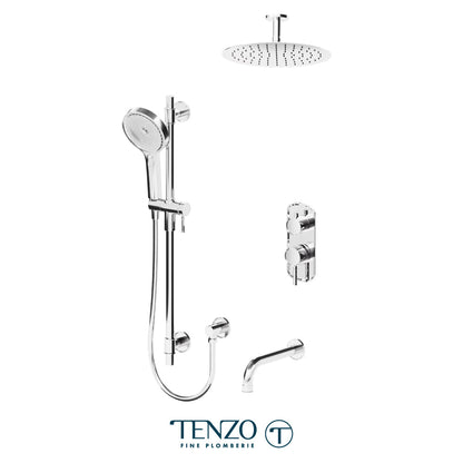 Tenzo Alyss ALYPB33-511325 3-function ceiling-arm shower kit in polished chrome
