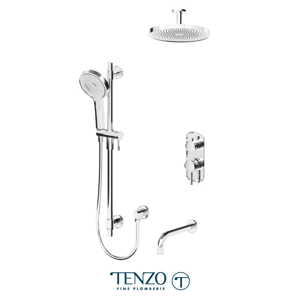 Tenzo Alyss ALYPB33-511345 3-function ceiling-arm shower kit in polished chrome
