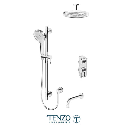 Tenzo Alyss ALYPB33-511345 3-function ceiling-arm shower kit in polished chrome