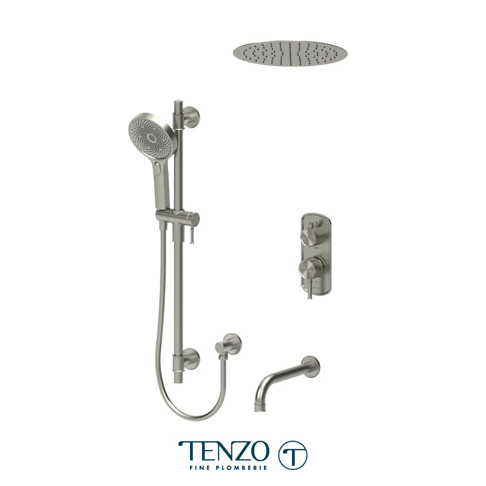 Tenzo Alyss ALYPB33-511655 3-function recessed ceiling shower kit in brushed nickel