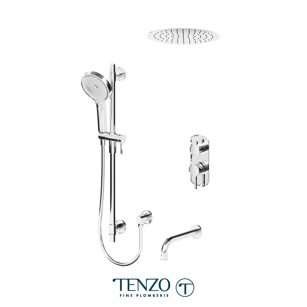 Tenzo Alyss ALYPB33-511655 3-function recessed ceiling shower kit in polished chrome