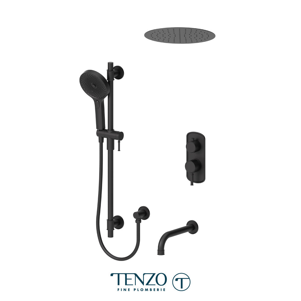Tenzo Alyss ALYPB33-511655 3-function recessed ceiling shower kit in matte black