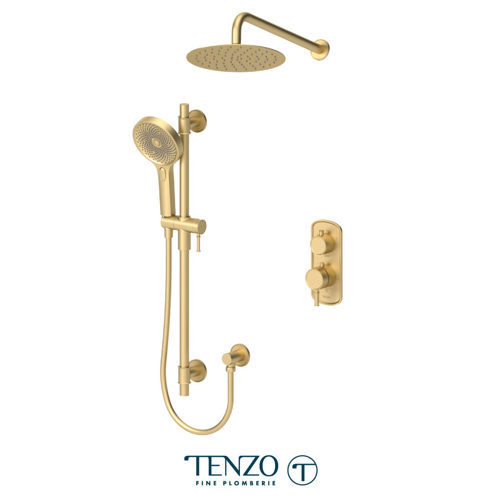 Tenzo Alyss ALYT32-20111 2-function thermostatic shower kit in brushed gold